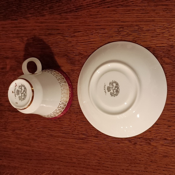 Royal Grafton Majestic Maroon Flat Cup and Saucer Set Made in England - Picture 3 of 6